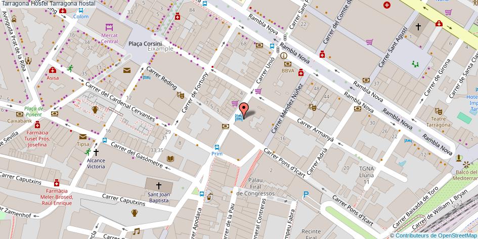 mapa Tarragona Hostel hostal Tarragona