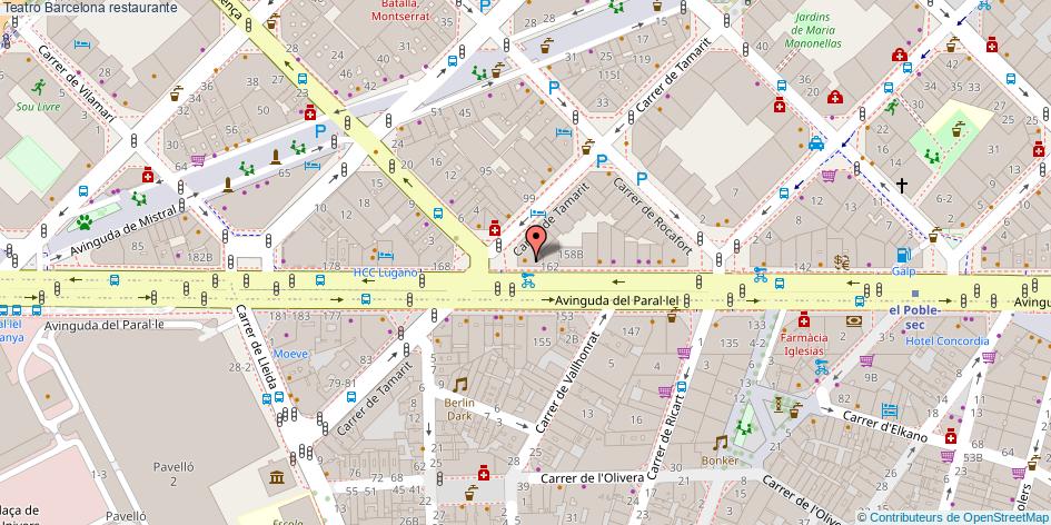 mapa Teatro restaurante Barcelona