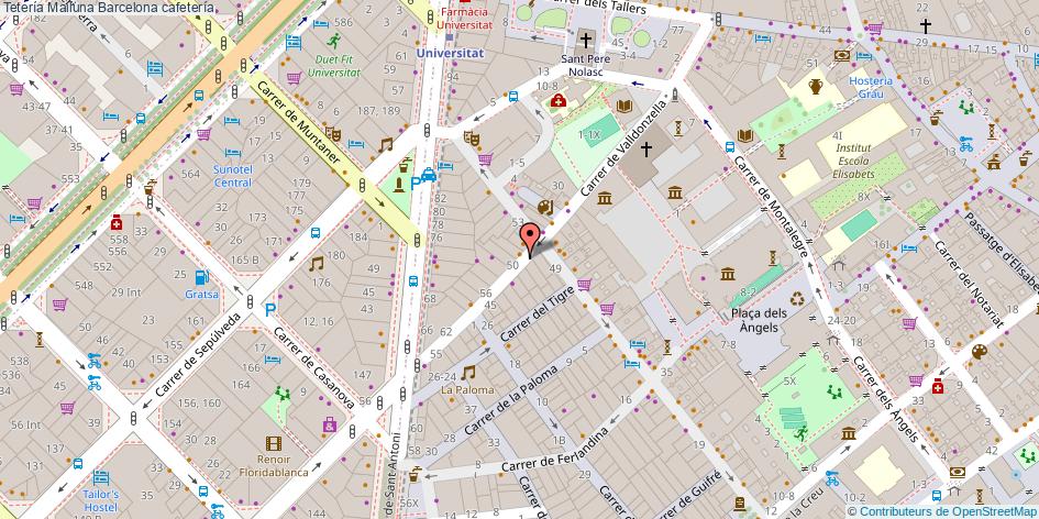 mapa Tetería Mailuna cafetería Barcelona