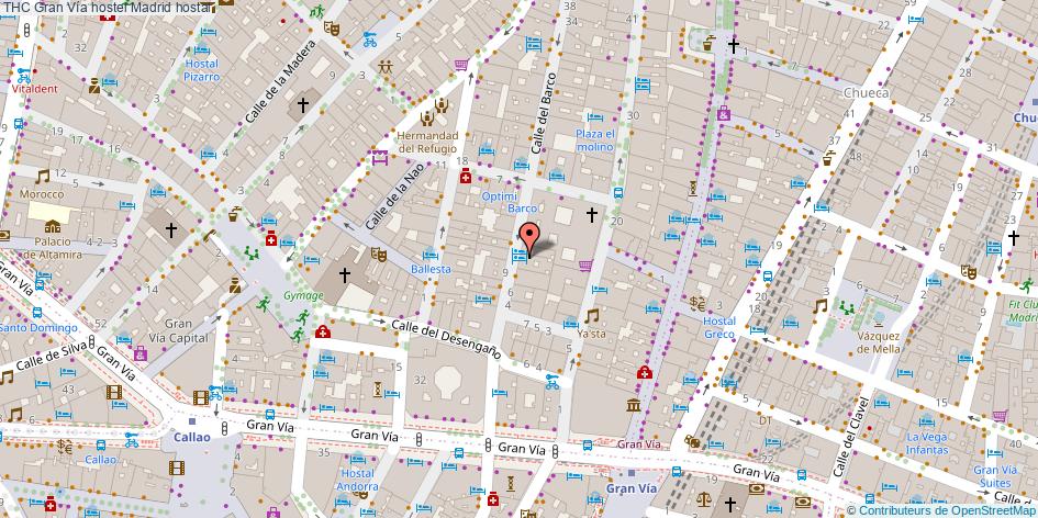 mapa THC Gran Vía hostel hostal Madrid