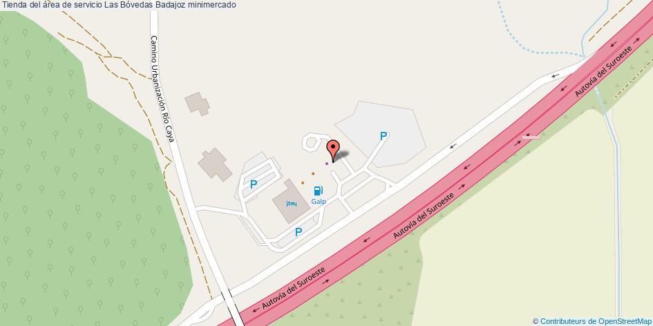 mapa Tienda del área de servicio Las Bóvedas minimercado Badajoz