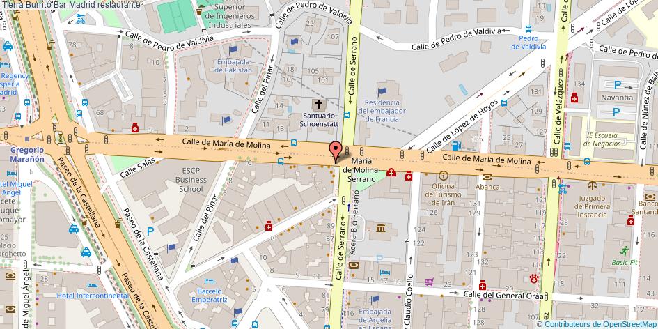 mapa Tierra Burrito Bar restaurante Madrid