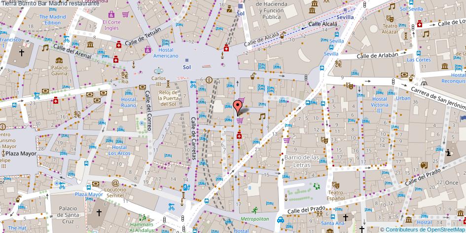 mapa Tierra Burrito Bar restaurante Madrid