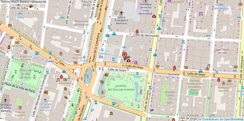 mapa Tommy Mel's restaurante Madrid