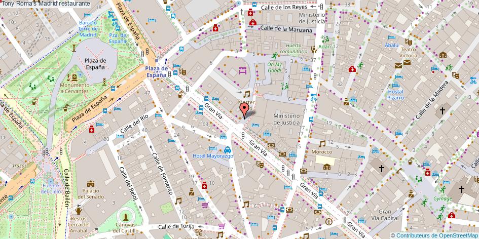 mapa Tony Roma's restaurante Madrid