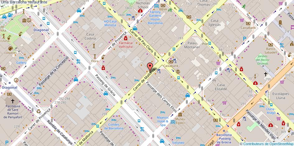 mapa Uma restaurante Barcelona