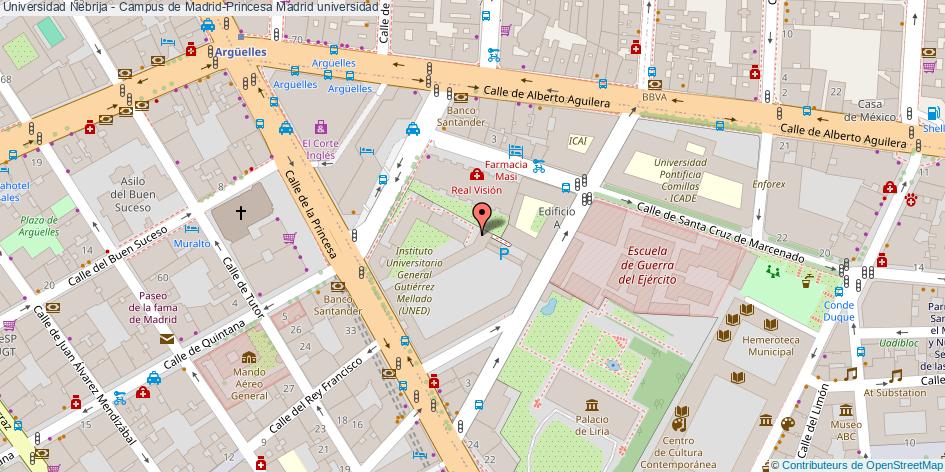 mapa Universidad Nebrija - Campus de Madrid-Princesa universidad Madrid