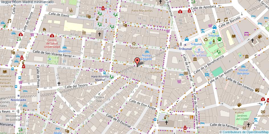 mapa Veggie Room minimercado Madrid