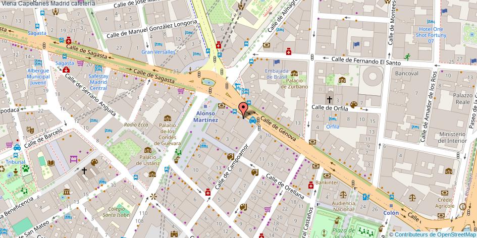 mapa Viena Capellanes cafetería Madrid
