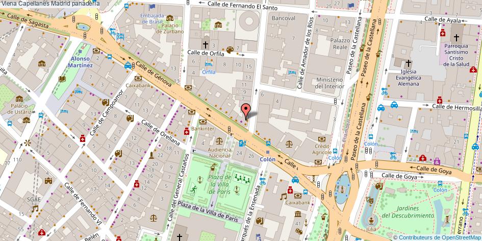 mapa Viena Capellanes panadería Madrid