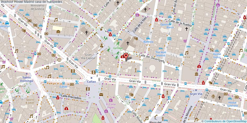 mapa Woohoo! Hostel casa de huéspedes Madrid